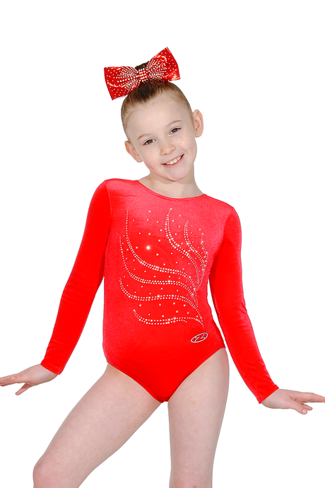 Tiara Crystal Motif Long Sleeved Gymnastics Leotard