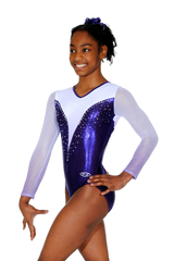 Vogue Long Sleeved Gymnastics Leotard with Ombre Mesh