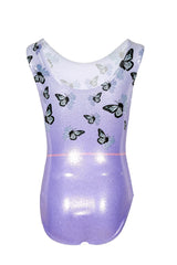 Bliss Butterfly Print Sleeveless Leotard with Crystal Motif