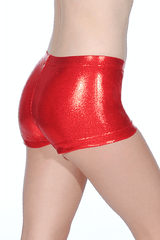 Schicke Hipster-Gymnastikshorts aus glänzendem Nylon-Lycra