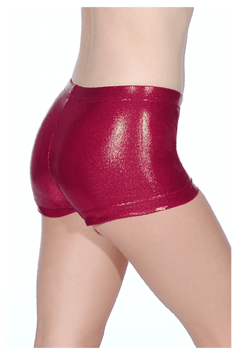 Schicke Hipster-Gymnastikshorts aus glänzendem Nylon-Lycra