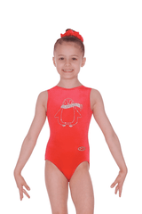 Chilly Smooth Velour Leotard with Crystal Penguin Motif