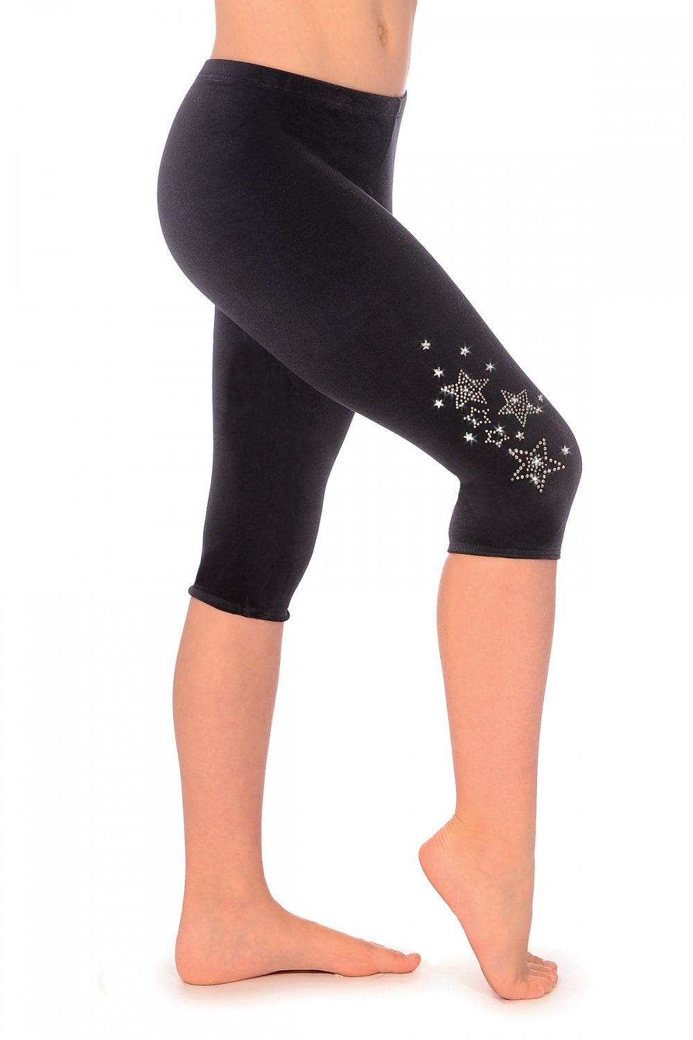 Dazzle – Capri-Leggings aus glattem Samt mit Juwelenstern-Motiv