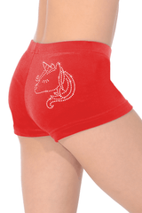 Glatte Velours-Hipster-Shorts mit Einhorn-Motiv