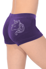 Glatte Velours-Hipster-Shorts mit Einhorn-Motiv