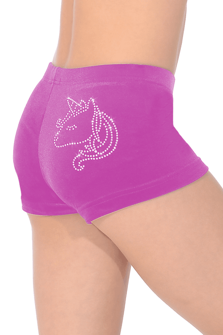 Glatte Velours-Hipster-Shorts mit Einhorn-Motiv